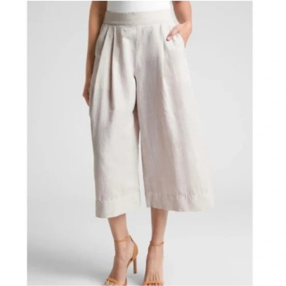 GAP Cream Linen Wide Leg Pants High-Waisted